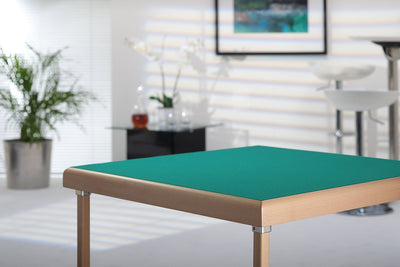 Pelissier Premier card table with natural beech finish and green baize.