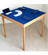 Premier card table with natural beech finish and blue baize