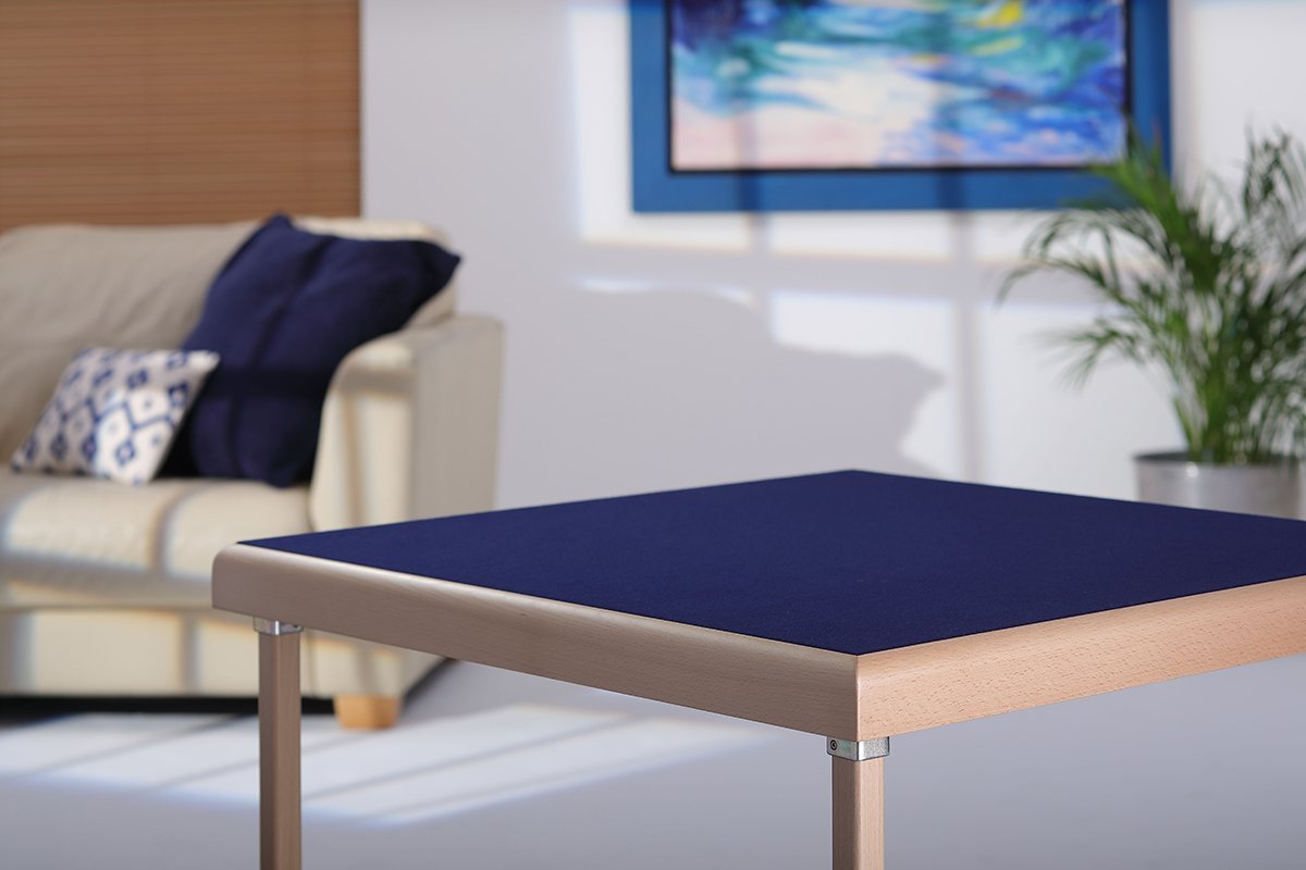 Pelissier Premier card table with natural beech finish and blue baize ...