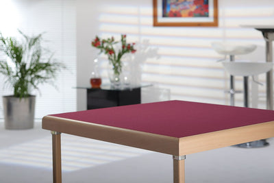Pelissier Premier card table with natural beech finish and burgundy baize
