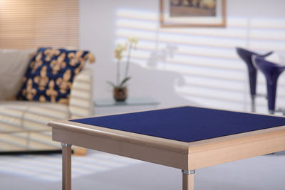 Pelissier Royal card table with natural beech finish and blue baize